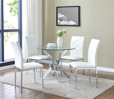 Glass round dining best sale table set for 4