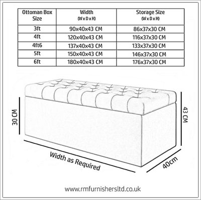 90cm SD Ottoman Storage Box -Chesterfield Upholstered Blanket Box ...