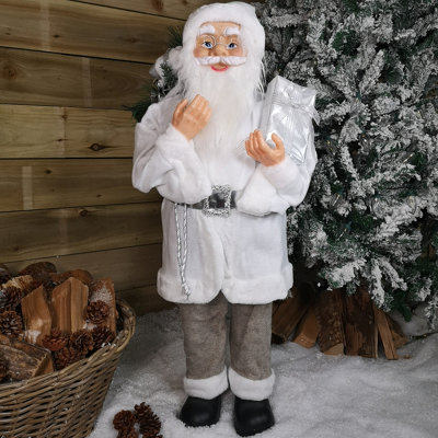 90cm Standing Santa Claus Father Christmas Decoration in White