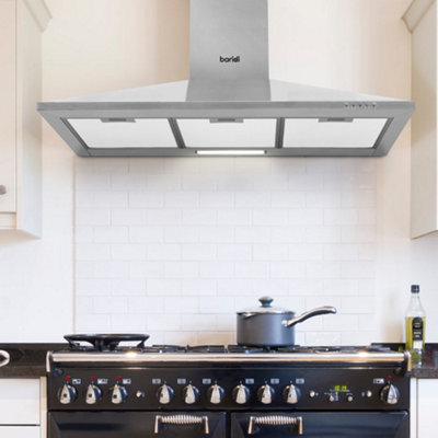 90cm STEEL Chimney Style Cooker Hood & Carbon Air Filters Kitchen Extractor Fan - 5