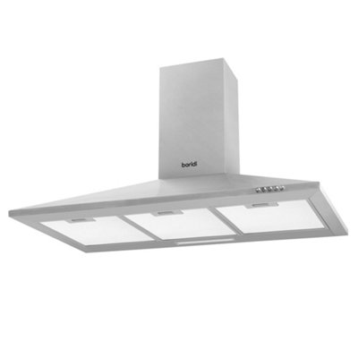 90cm STEEL Chimney Style Cooker Hood & Carbon Air Filters Kitchen Extractor Fan - 9