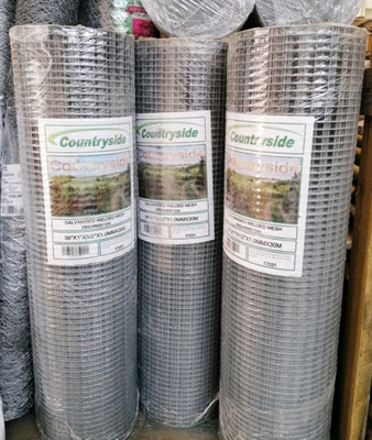90cm tall Aviary Wire Mesh Galvanised Bird Fencing 1 Inch x 1/2 Inch Rectangle - 30m Roll