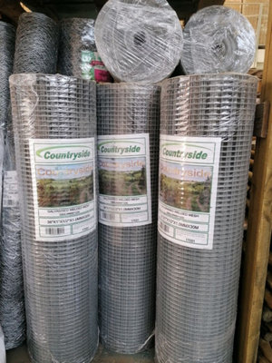 90cm tall Aviary Wire Mesh Galvanised Bird Fencing 1 Inch x 1/2 Inch Rectangle - 30m Roll - 3