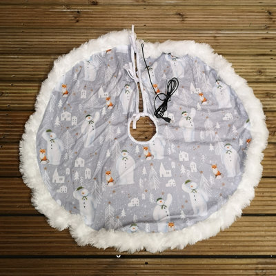 90cm The Snowman™ USB LED Fabric Christmas Tree Skirt with Timer Function - 3