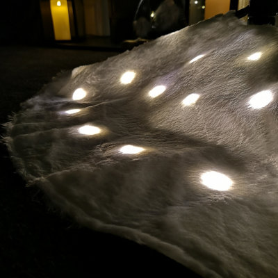 90cm USB Powered LED White Fur Fabric Christmas Tree Skirt