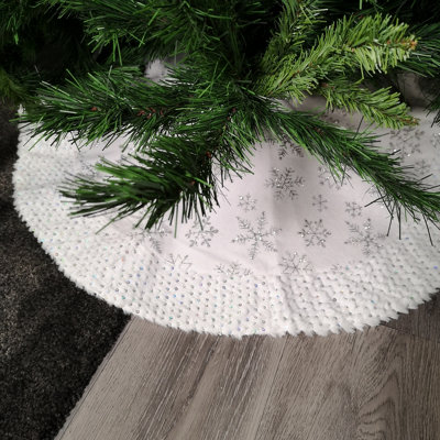 90cm White and Silver Glitter Snowflakes Fabric Christmas Tree