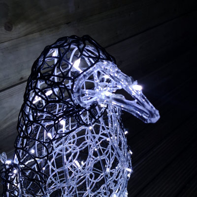 90cm White LED Indoor Outdoor Acrylic Christmas Penguin Decoration