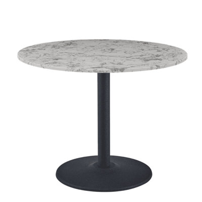 90cm White Round Marble Table with Metal Leg, Dining Table, Kitchen, Restaurant, Bistro