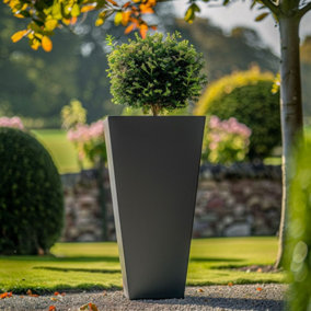90cm Zinc Matte Grey Tall Flared Tapered Square Planter