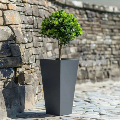 90cm Zinc Matte Grey Tall Flared Tapered Square Planter - 4