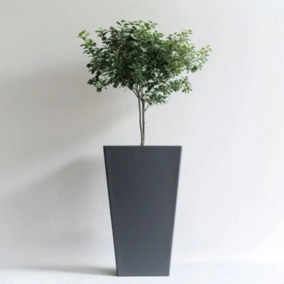 90cm Zinc Matte Grey Tall Flared Tapered Square Planter - 5