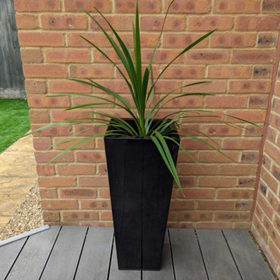 90cm Zinc Platinum Black Tall Tapered Square Planter