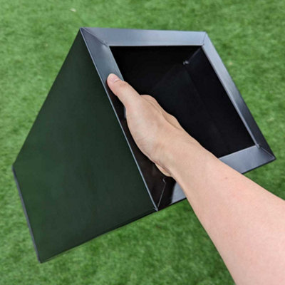 90cm Zinc Platinum Black Tall Tapered Square Planter - 5