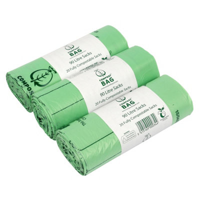90L Compost Bag Compostable Commercial Bin Sacks - 3 Rolls