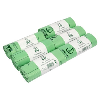 90L Compost Bag Compostable Commercial Bin Sacks - 6 Rolls