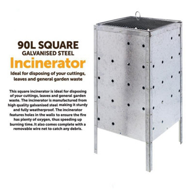 Buy Galvanised Incinerator - 90L, Gardening equipment