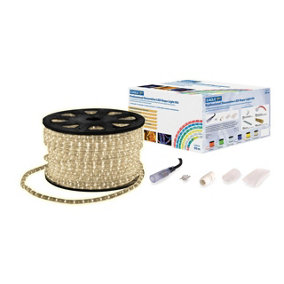 90m LED Rope Light Kit - Cut To Size Flexible Tube Indoor Outdoor Ultra Bright Strip Lighting Set for Home or Garden - Cool White