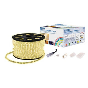 90m LED Rope Light Kit - Cut To Size Flexible Tube Indoor Outdoor Ultra Bright Strip Lighting Set for Home or Garden - Warm White