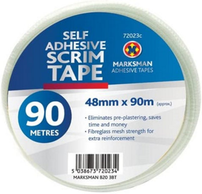 90m Self Adhesive Scrim Tape Plastering Mesh Strong Fibreglass Plasterboard New
