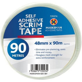 90m Self Adhesive Scrim Tape Plastering Mesh Strong Fibreglass Plasterboard New