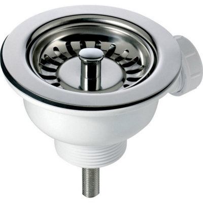 90mm Chrome Basket Strainer Waste For Astini, RAK, Rangemaster Ceramic Sink