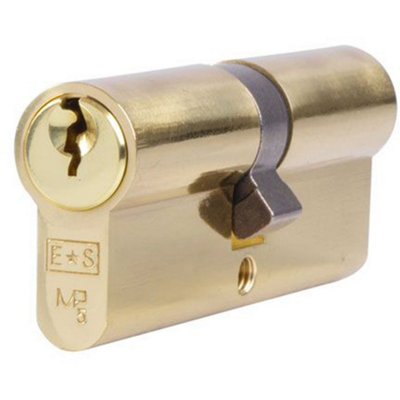 90mm EURO Double Cylinder Lock - 5 Pin Polished Brass Fire Rated Door ...