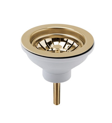 90mm - Fireclay Kitchen Sink Basket Strainer Waste - Brushed Brass