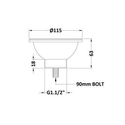 90mm - Fireclay Kitchen Sink Basket Strainer Waste - Chrome