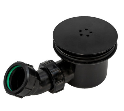 90mm Shower Waste Fast Flow Matt Black Domed Top Finish Trap for Shower Tray