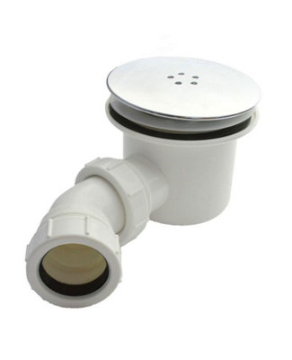 90mm Shower Waste Rapid Fast Flow Chrome Domed Top Finish Trap for Shower Tray