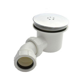 90mm Shower Waste Rapid Fast Flow Chrome Domed Top Finish Trap for Shower Tray