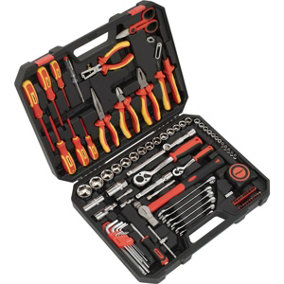 90pc Electricians Tool Kit - VDE Insulated Safety Tool Set - Screwdrivers Pliers