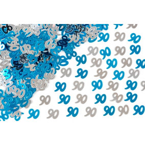 90th Birthday Confetti Blue & Silver 2 pack x 14 grams birthday decoration Foil Metallic 2 pack