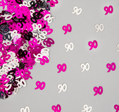 90th Birthday Confetti Pink & Silver 2 pack x 14 grams birthday decoration Foil Metallic 2 pack