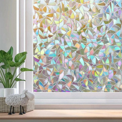 90x200cm 3D Stained Glass Film Static Frosted Rainbow Cling Window ...