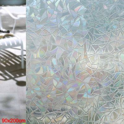 90x200cm 3D Stained Glass Film Static Frosted Rainbow Cling Window ...