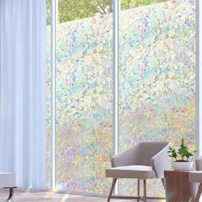 90x200cm 3D Stained Glass Film Static Frosted Rainbow Cling Window ...