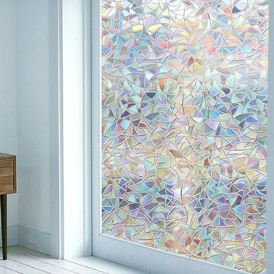 90x200cm 3D Stained Glass Film Static Frosted Rainbow Cling Window ...