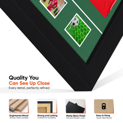 90x60CM Matte Black Football Shirt Frame with Emerald Mount - 58x40CM ...