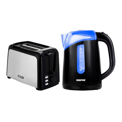 Geepas 2 Slice Bread Toaster & 1.7L Illuminating Electric Kettle Combo Set Blue