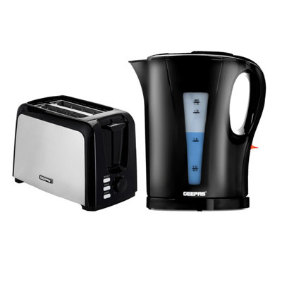 Geepas 2 Slice Bread Toaster & 1.7L Electric Kettle Kitchen Combo Set