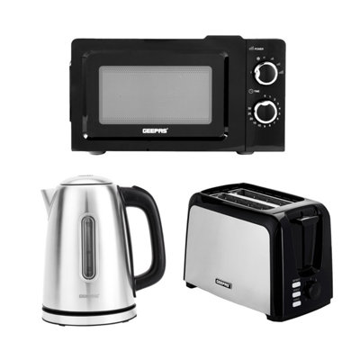 Geepas Kettle, Toaster And 20L Microwave Oven Set Blue/Light