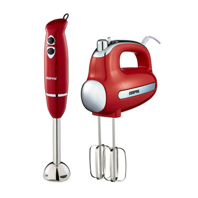 Geepas 400W Hand Blender & 300 Hand Mixer Kitchen Combo Set