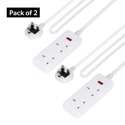 B&Q -  2 Gang Extension Lead1M Cable Pack Of 2