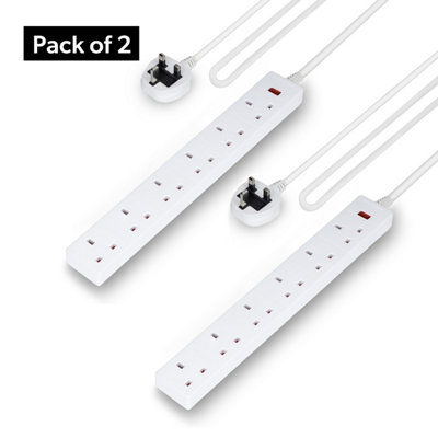 Geepas 6 Gang Extension Lead, 1M Cable Indicator Wall Mountable Light
