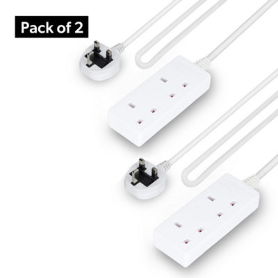 B&Q -  2 Gang Extension Lead1M Cable Wall Mountable Pack Of 2