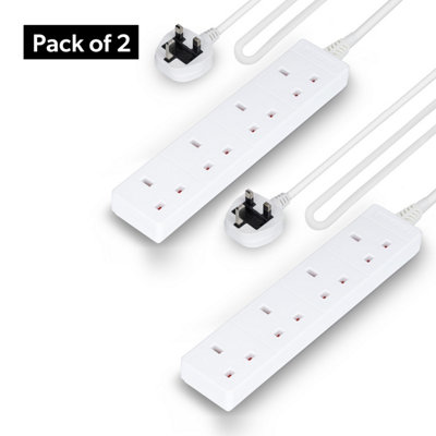 Geepas 4 Gang Extension Lead2M Cable 4-Way Plug Extension Cable Pack Of 2 from B&Q