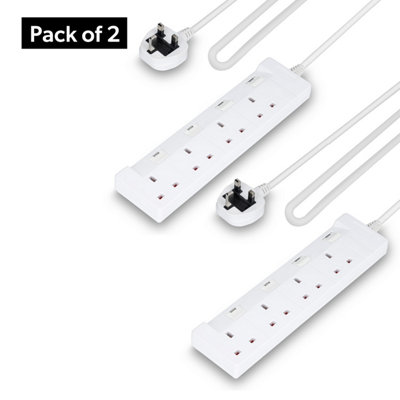 Geepas 4 Gang Extension Lead2M Cable 4-Way Plug Extension Cable Pack Of 2 from B&Q