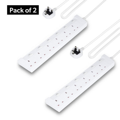 B&Q -  6 Gang Extension Lead2M Cable With Individual Switches Pack Of 2