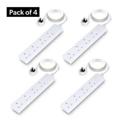Geepas 4 Gang Extension Lead2M Cable Wall Mountable Pack Of 4 from B&Q